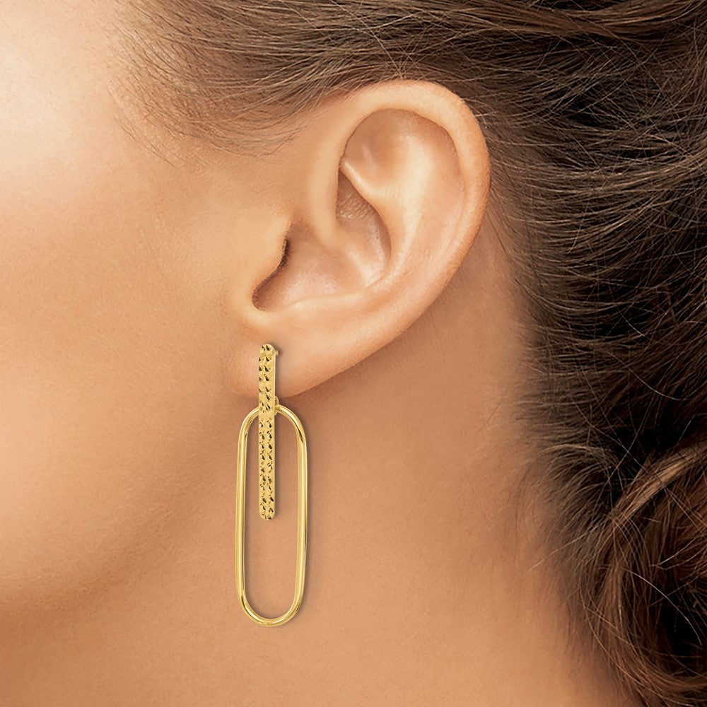 Leslie's 14K Polished and Diamond-cut Oval Dangle Post Earrings - Product Photo