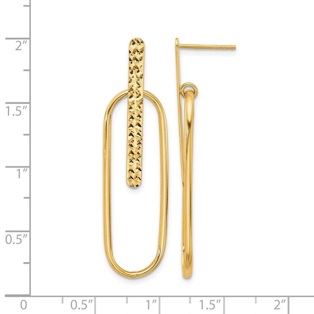 Leslie's 14K Polished and Diamond-cut Oval Dangle Post Earrings - Product Photo