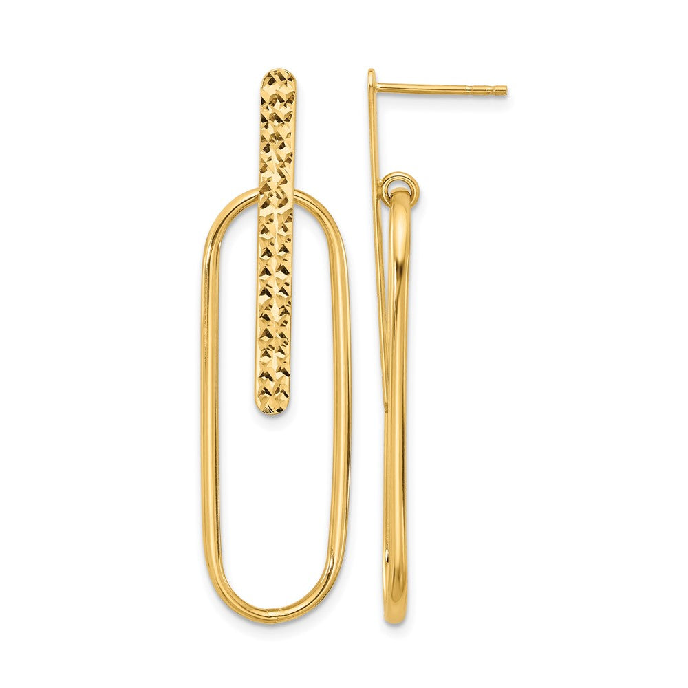Leslie's 14K Polished and Diamond-cut Oval Dangle Post Earrings - Product Photo