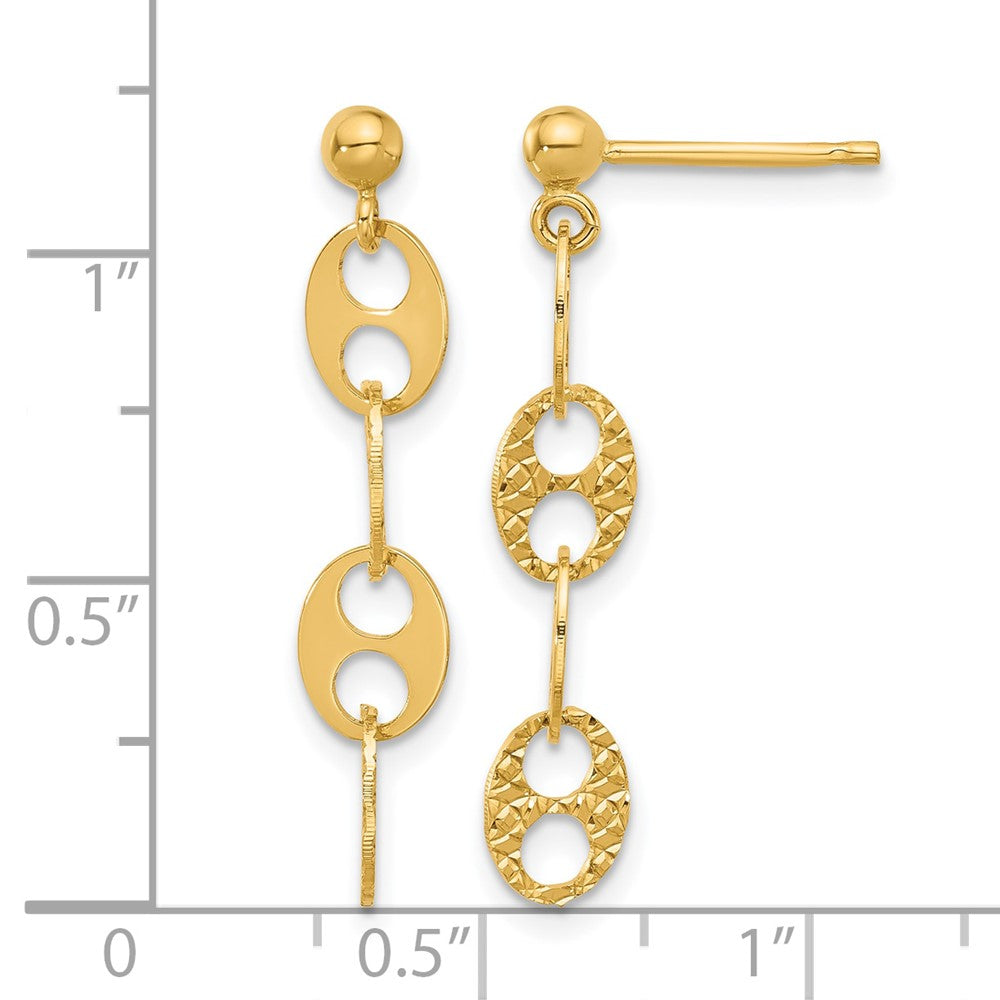 Leslie's 14K Polished and Textured Fancy Link Dangle Earrings - Product Photo