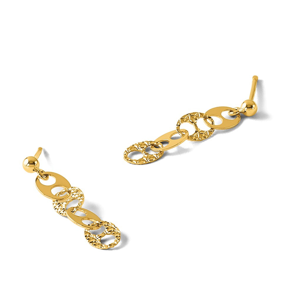 Leslie's 14K Polished and Textured Fancy Link Dangle Earrings - Product Photo