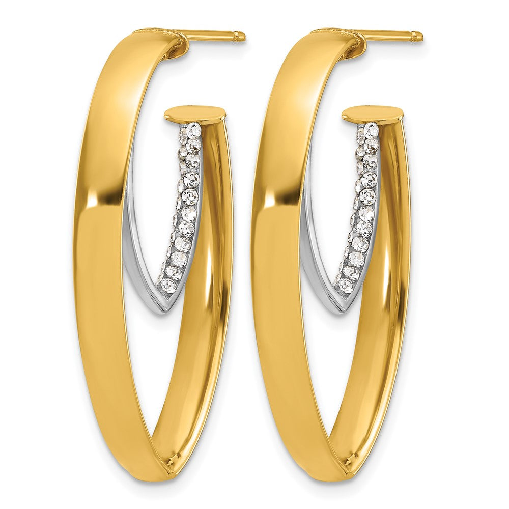 Leslie's 14K w/White Rhodium Polished w/Crystal Oval Drop Post Earrings - Product Photo