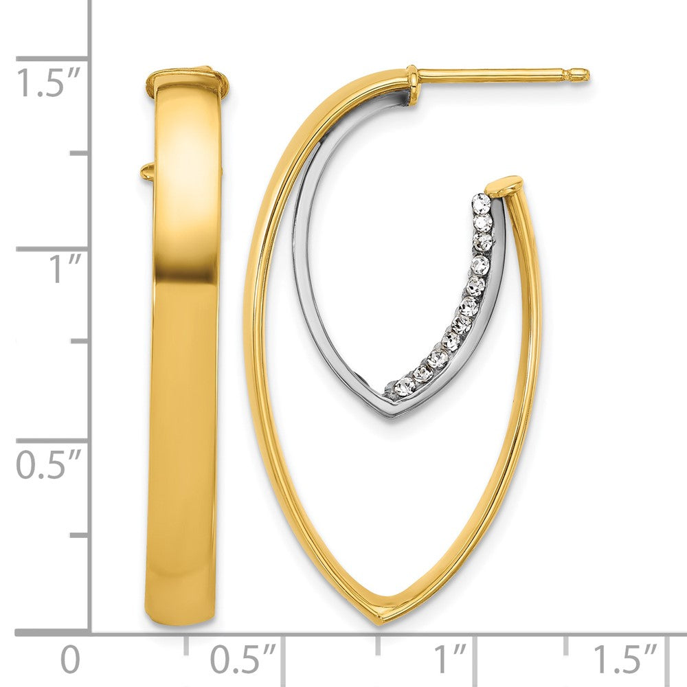 Leslie's 14K w/White Rhodium Polished w/Crystal Oval Drop Post Earrings - Product Photo