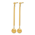 Leslie's 14K Polished Bar with Bead Dangle Post Earrings - Product Photo