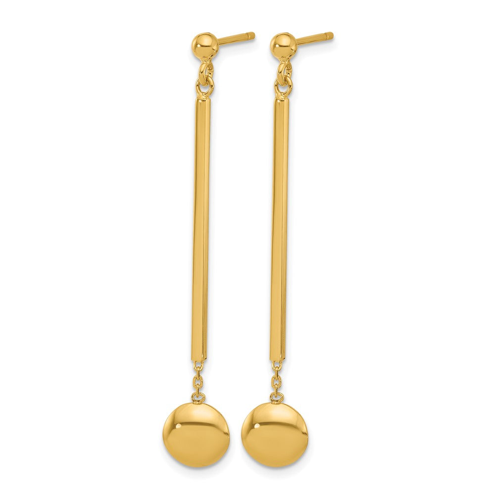 Leslie's 14K Polished Bar with Bead Dangle Post Earrings - Product Photo