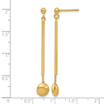Leslie's 14K Polished Bar with Bead Dangle Post Earrings - Product Photo