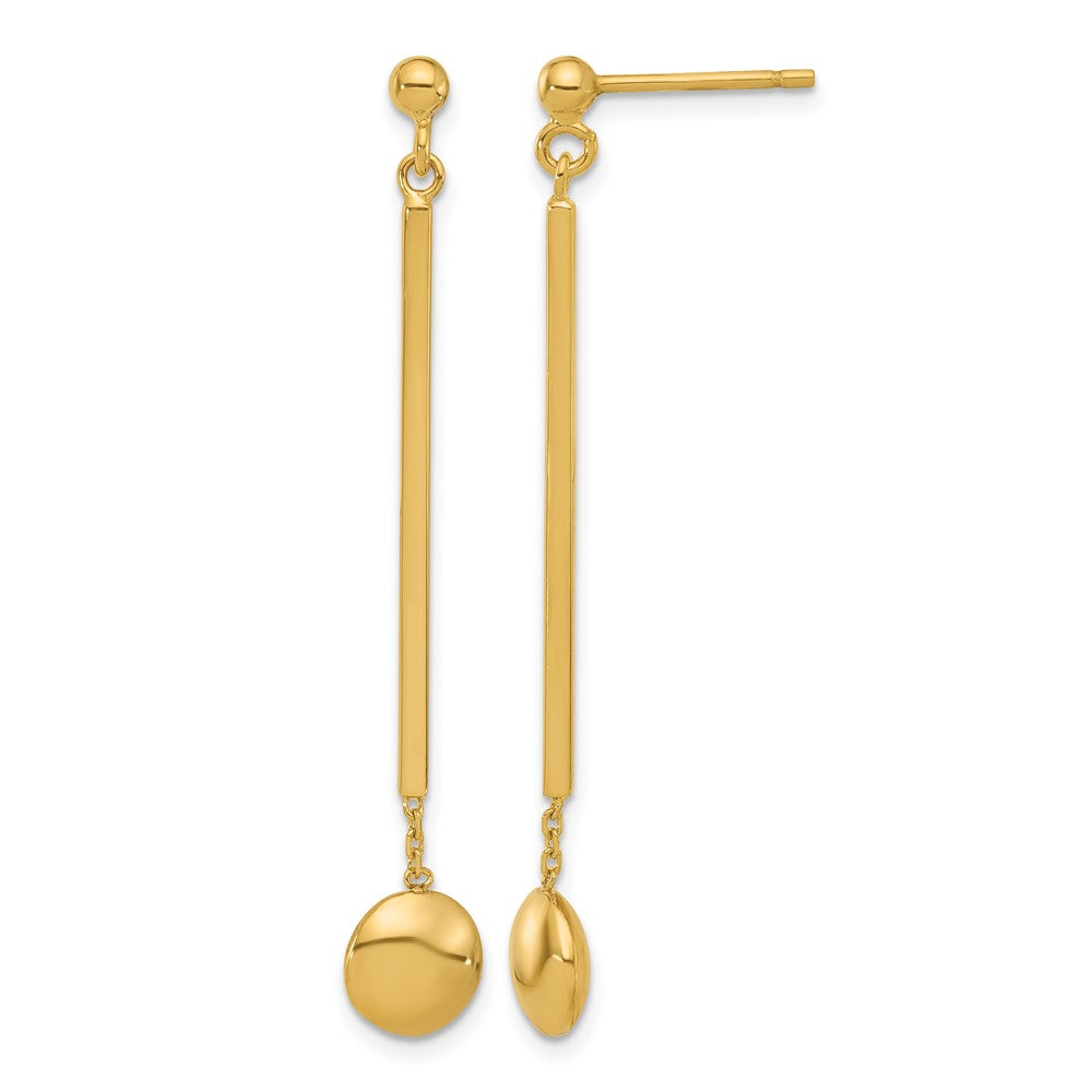 Leslie's 14K Polished Bar with Bead Dangle Post Earrings - Product Photo