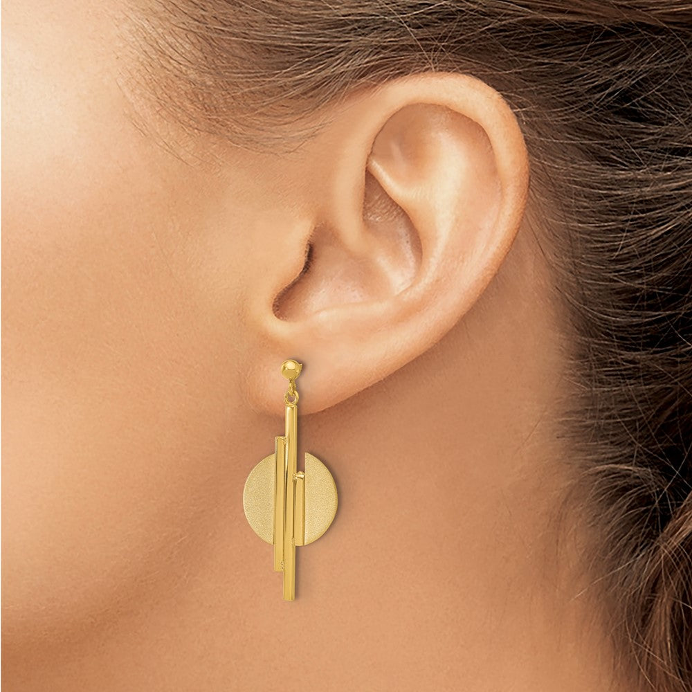 Leslie's 14K Polished and Brushed Dangle Post Earrings - Product Photo