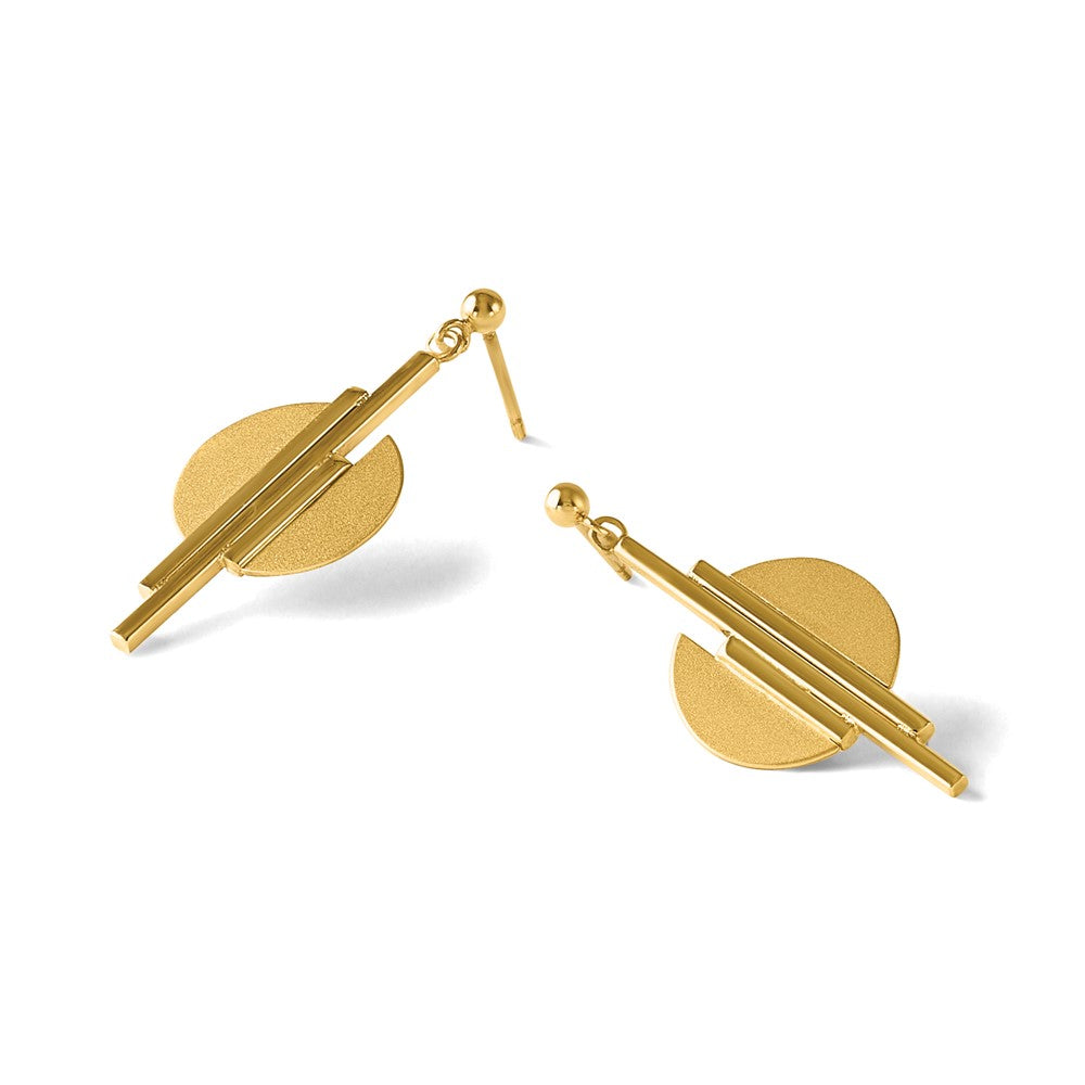 Leslie's 14K Polished and Brushed Dangle Post Earrings - Product Photo