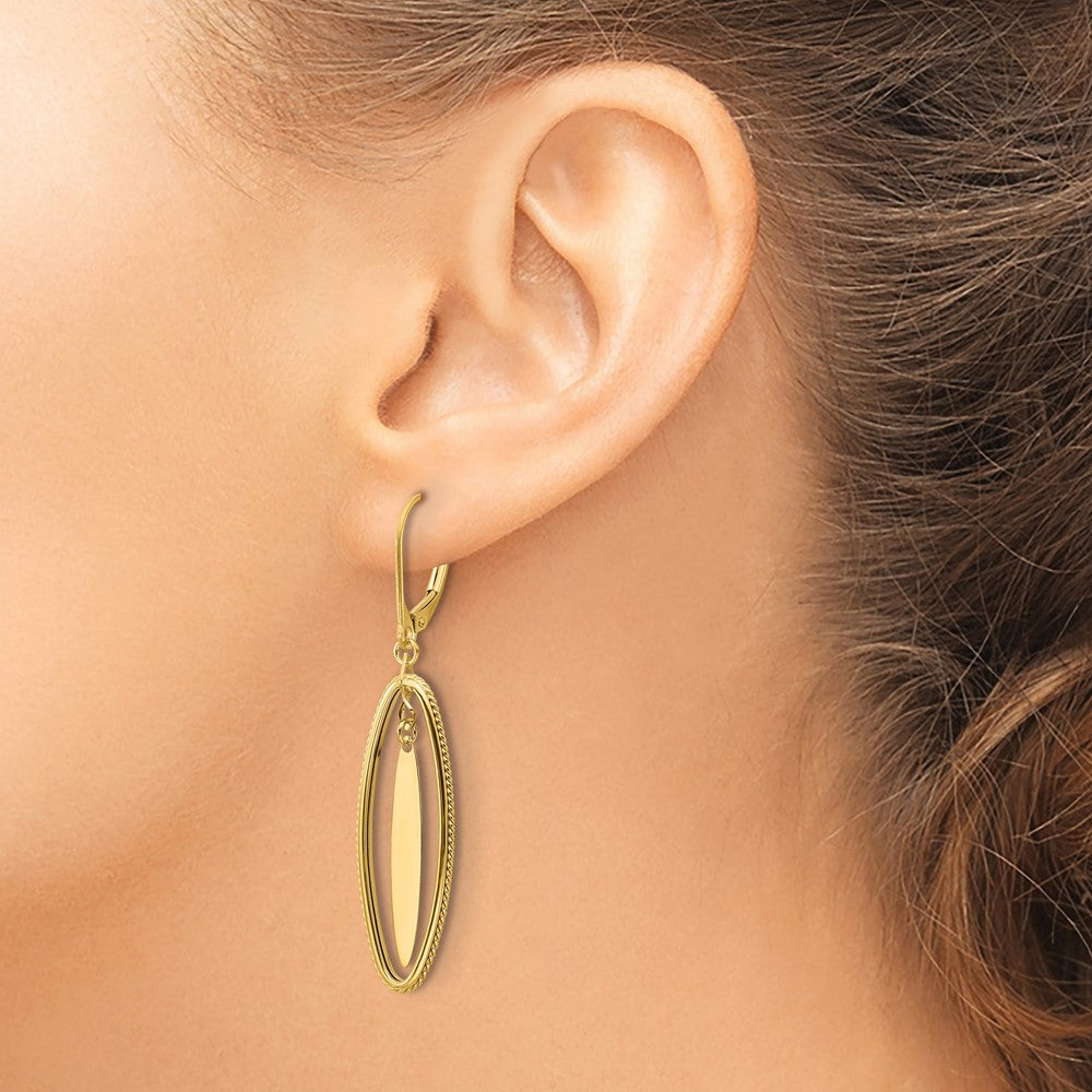Leslie's 14K Polished and Textured Dangle Leverback Earrings - Product Photo