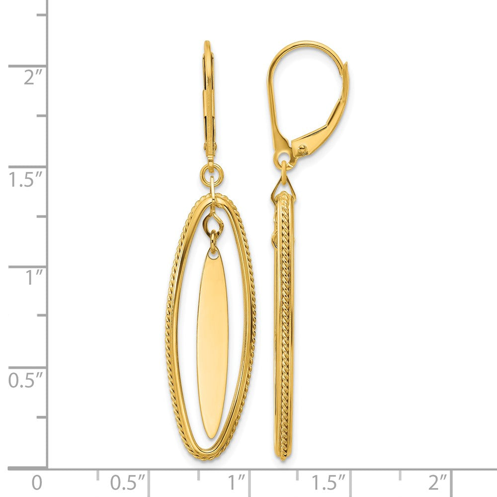 Leslie's 14K Polished and Textured Dangle Leverback Earrings - Product Photo