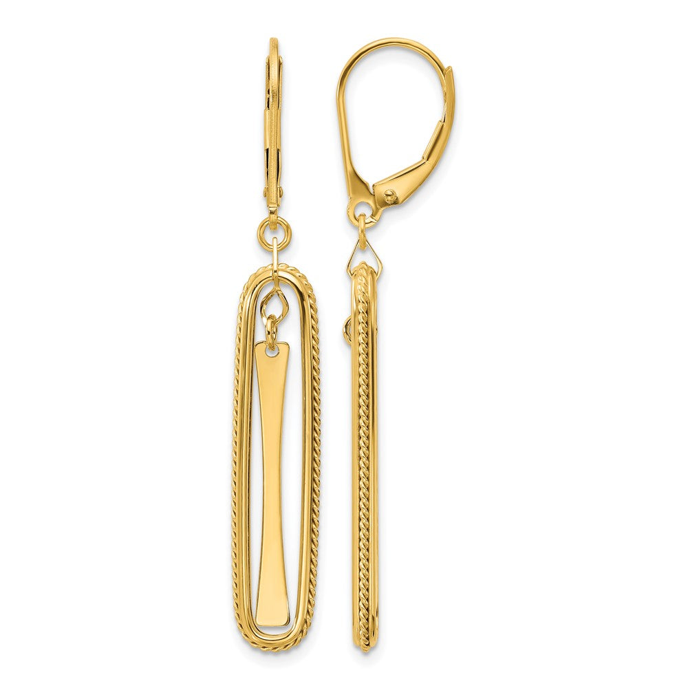 14K Yellow Gold Polished Dangle Leverback Earrings