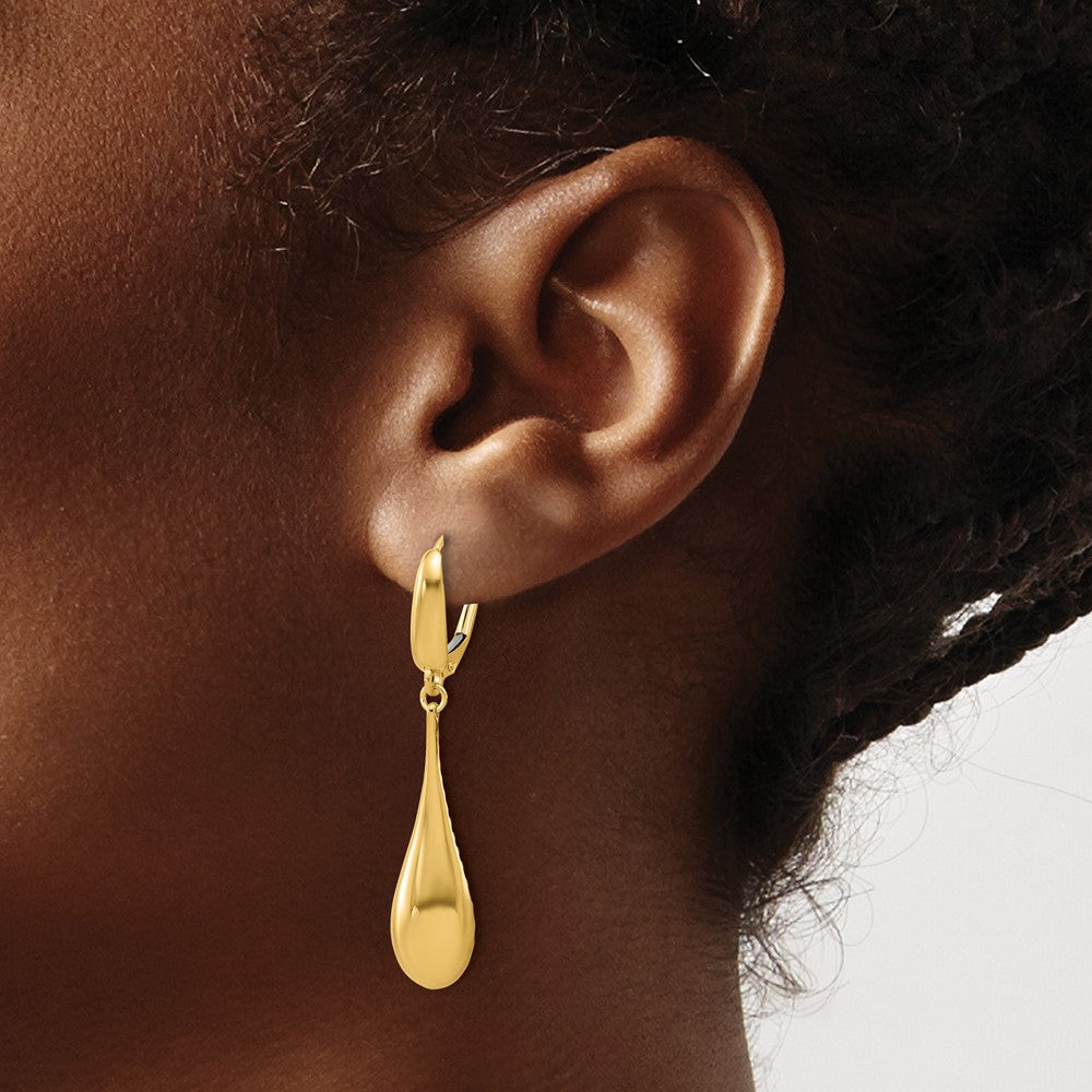 Leslie's 14K Polished Teardrop Dangle Leverback Earrings - Product Photo