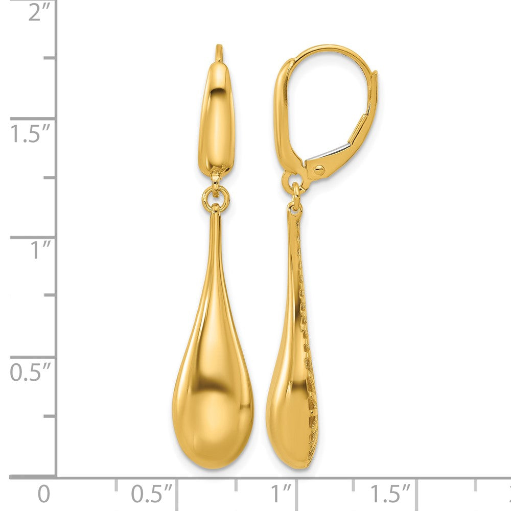 Leslie's 14K Polished Teardrop Dangle Leverback Earrings - Product Photo