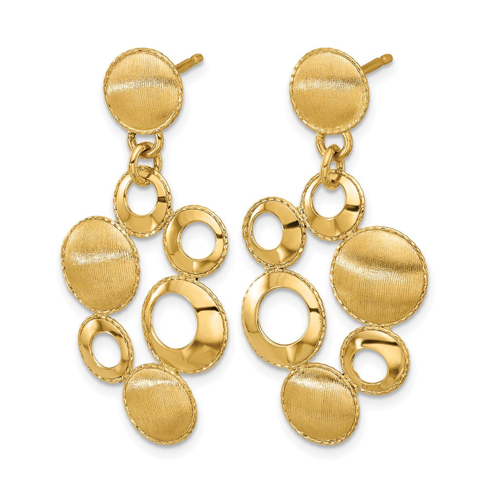 Leslie's' 14K Polished and Satin Circles Post Dangle Earrings - Product Photo