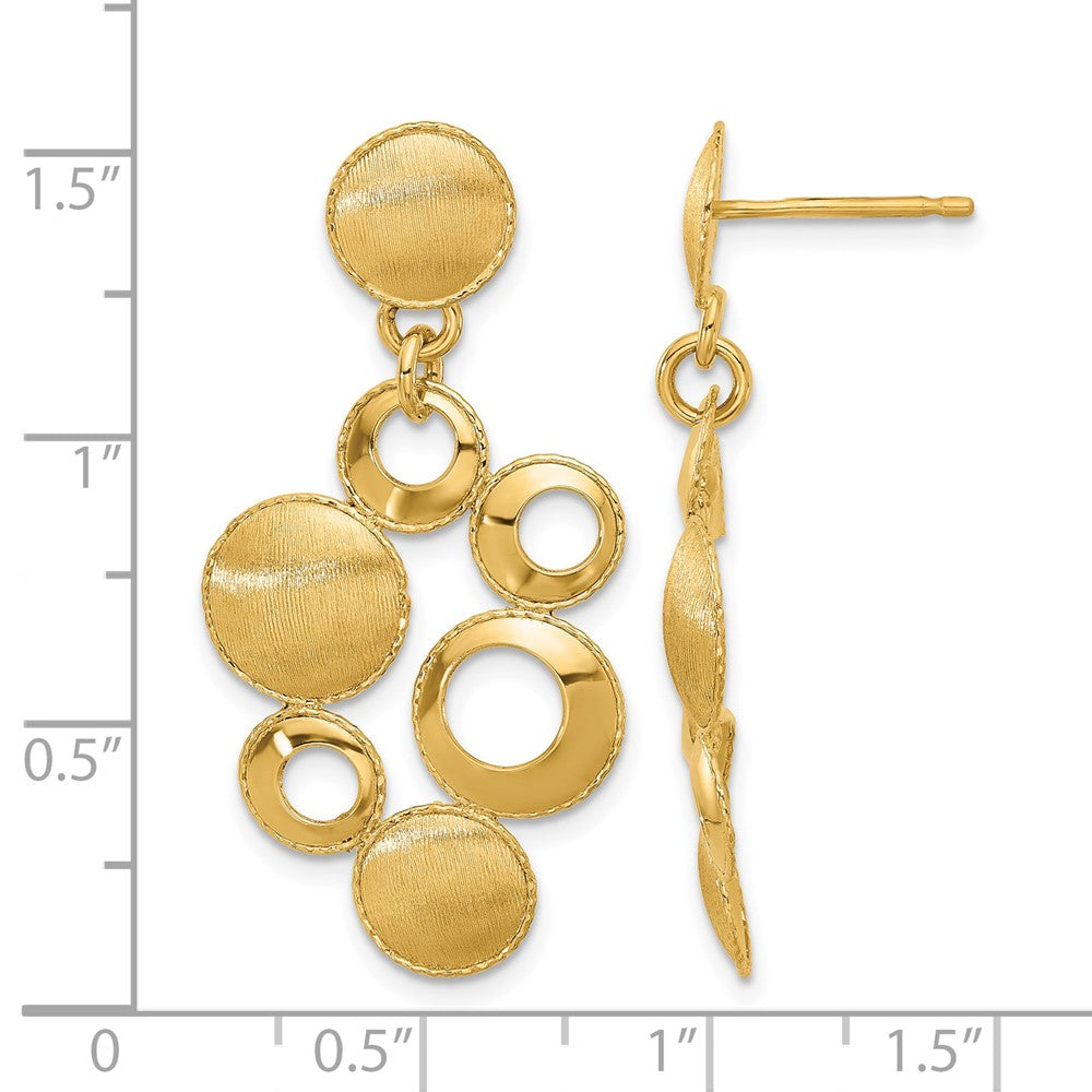 Leslie's' 14K Polished and Satin Circles Post Dangle Earrings - Product Photo