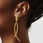 Leslie's 14k Polished and Textured Tube Dangle Leverback Earrings - Product Photo