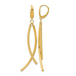 Leslie's 14k Polished and Textured Tube Dangle Leverback Earrings - Product Photo