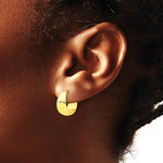 14K Yellow Gold Polished/Grooved Round Huggie Hoop Earrings - Product Photo