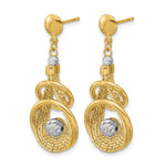Leslie's 14K TT Polished/Dia-cut Fancy Teardrop Dangle Post Earrings - Product Photo