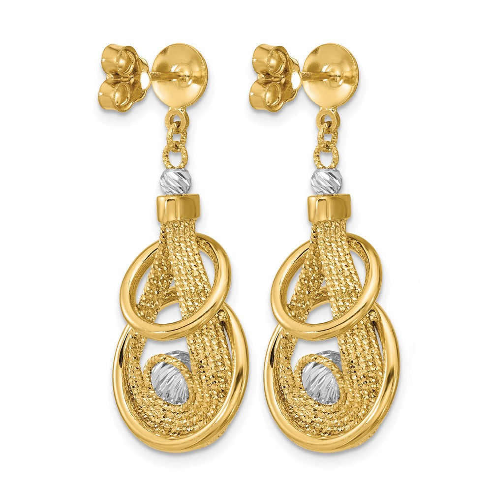 Leslie's 14K TT Polished/Dia-cut Fancy Teardrop Dangle Post Earrings - Product Photo