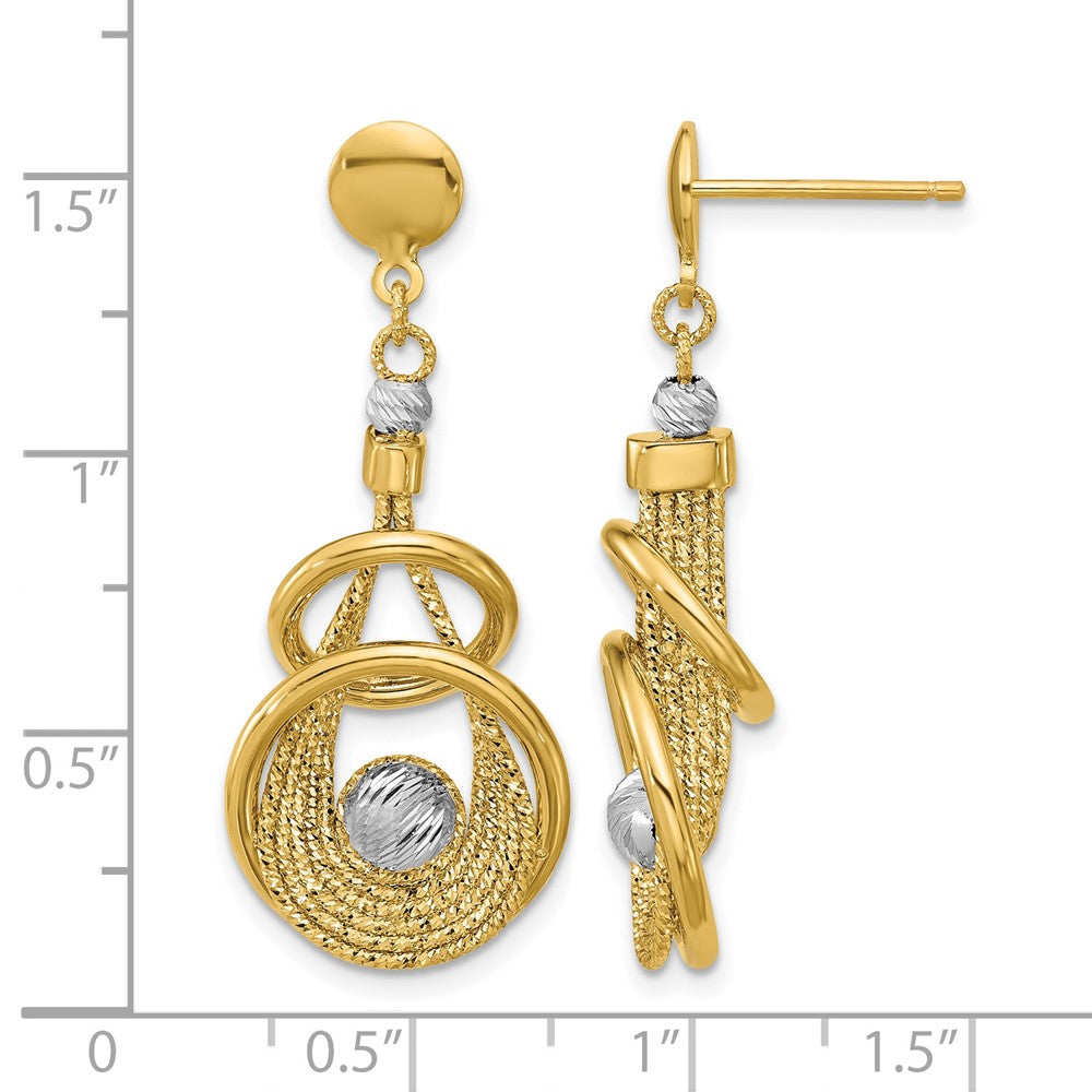 Leslie's 14K TT Polished/Dia-cut Fancy Teardrop Dangle Post Earrings - Product Photo