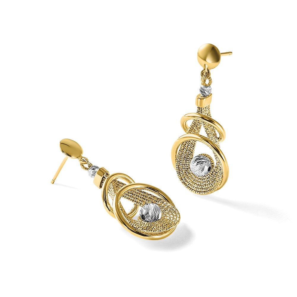 Leslie's 14K TT Polished/Dia-cut Fancy Teardrop Dangle Post Earrings - Product Photo