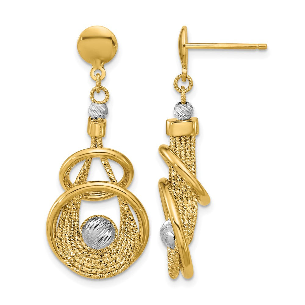 Leslie's 14K TT Polished/Dia-cut Fancy Teardrop Dangle Post Earrings - Product Photo