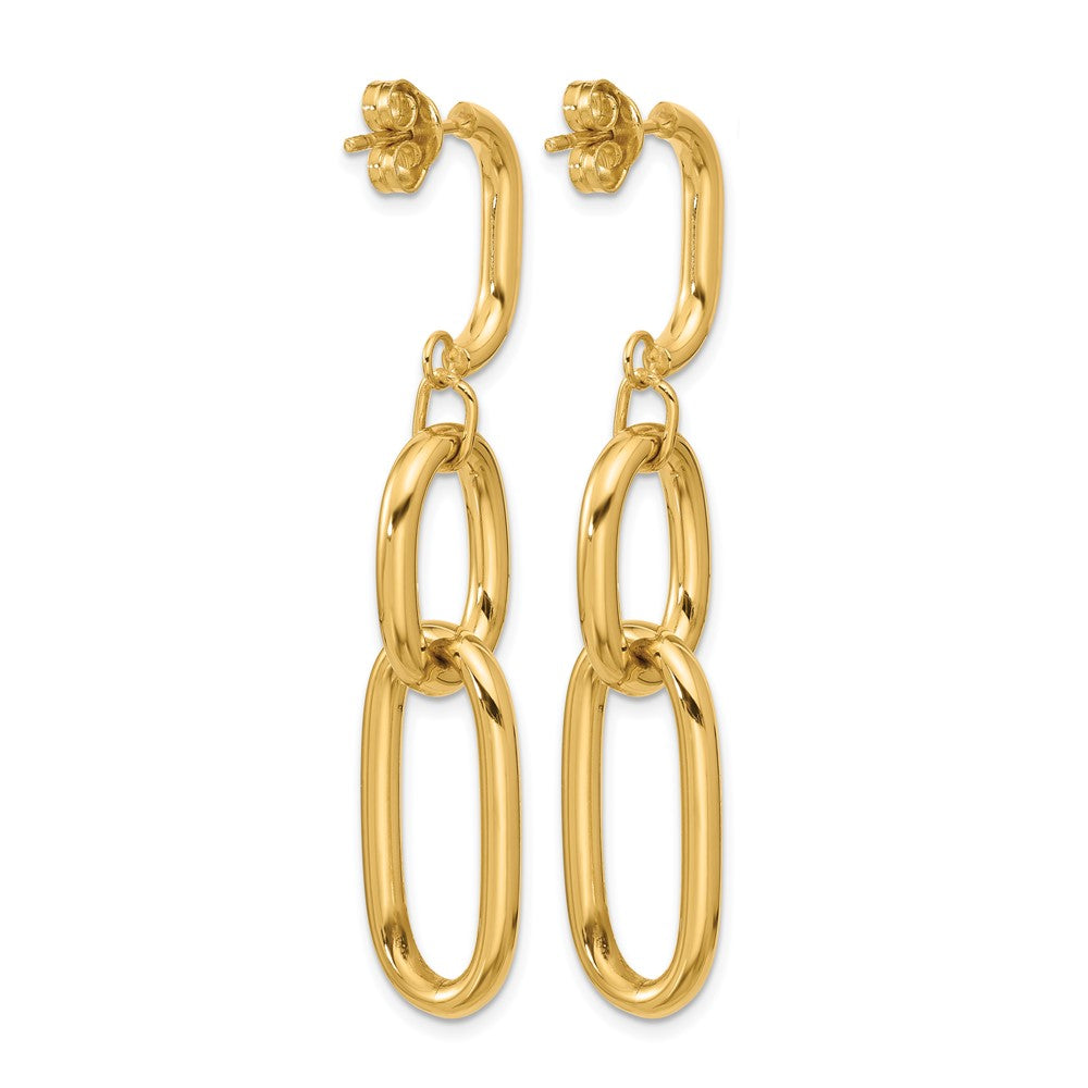 Leslie's 14K Polished Oval Link Dangle Post Earrings - Product Photo
