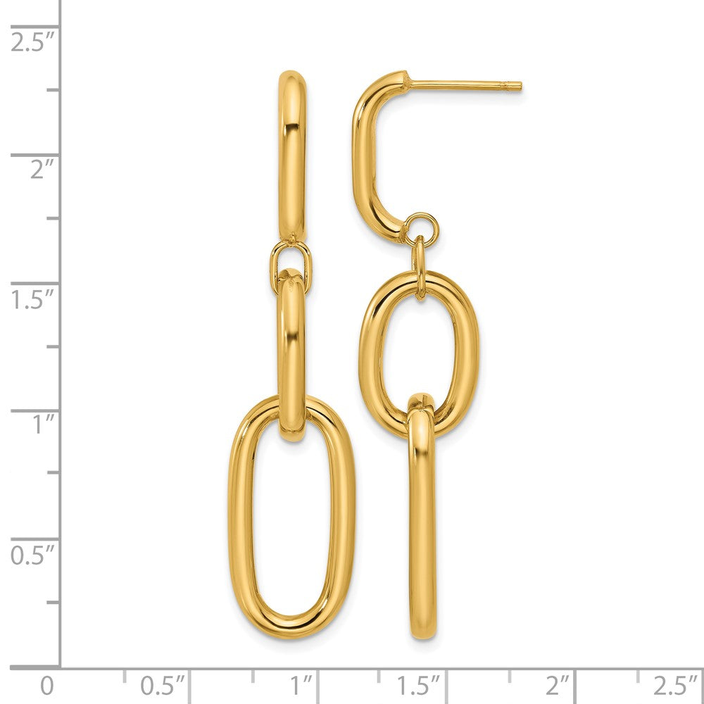 Leslie's 14K Polished Oval Link Dangle Post Earrings - Product Photo