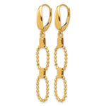 Leslie's 14K Polished/Dia-cut Beaded Link Dangle Leverback Earrings - Product Photo