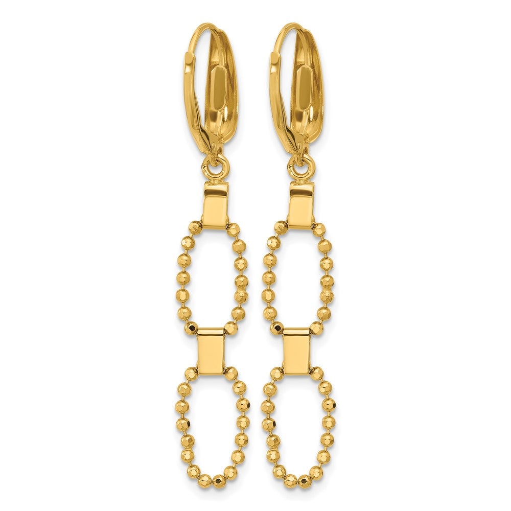 Leslie's 14K Polished/Dia-cut Beaded Link Dangle Leverback Earrings - Product Photo