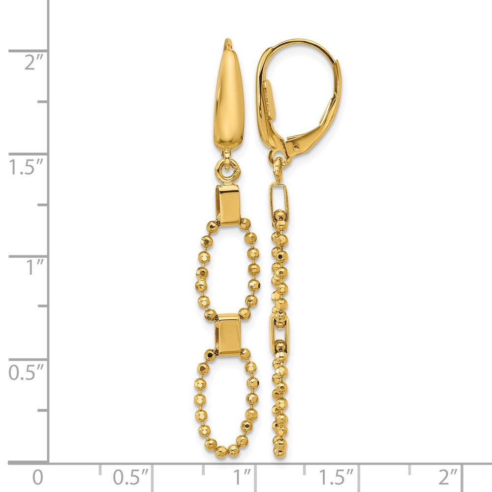 Leslie's 14K Polished/Dia-cut Beaded Link Dangle Leverback Earrings - Product Photo