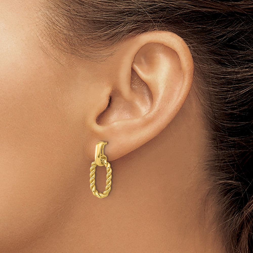 Leslie's 14K Polished and Twisted Oval Link Dangle Post Earrings - Product Photo