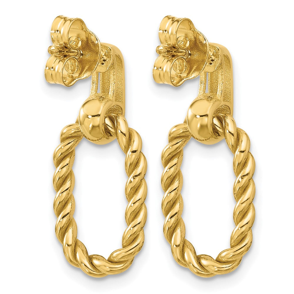 Leslie's 14K Polished and Twisted Oval Link Dangle Post Earrings - Product Photo