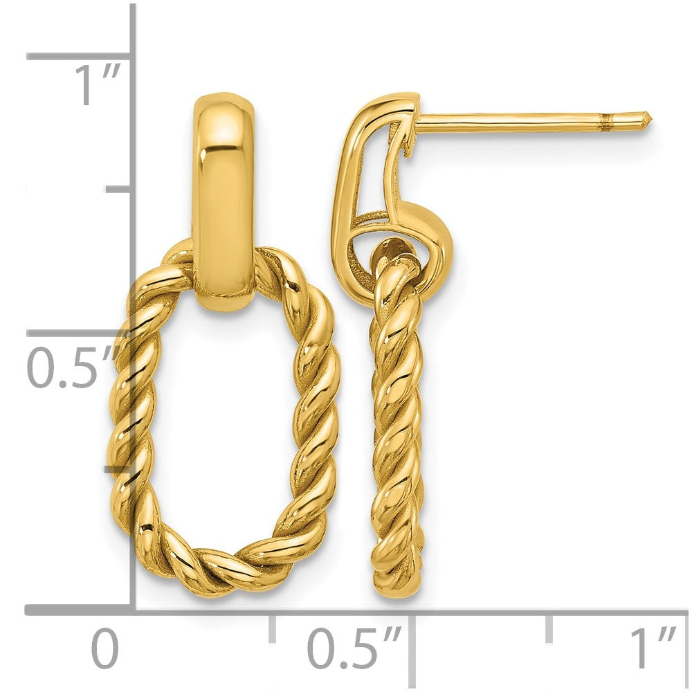 Leslie's 14K Polished and Twisted Oval Link Dangle Post Earrings - Product Photo