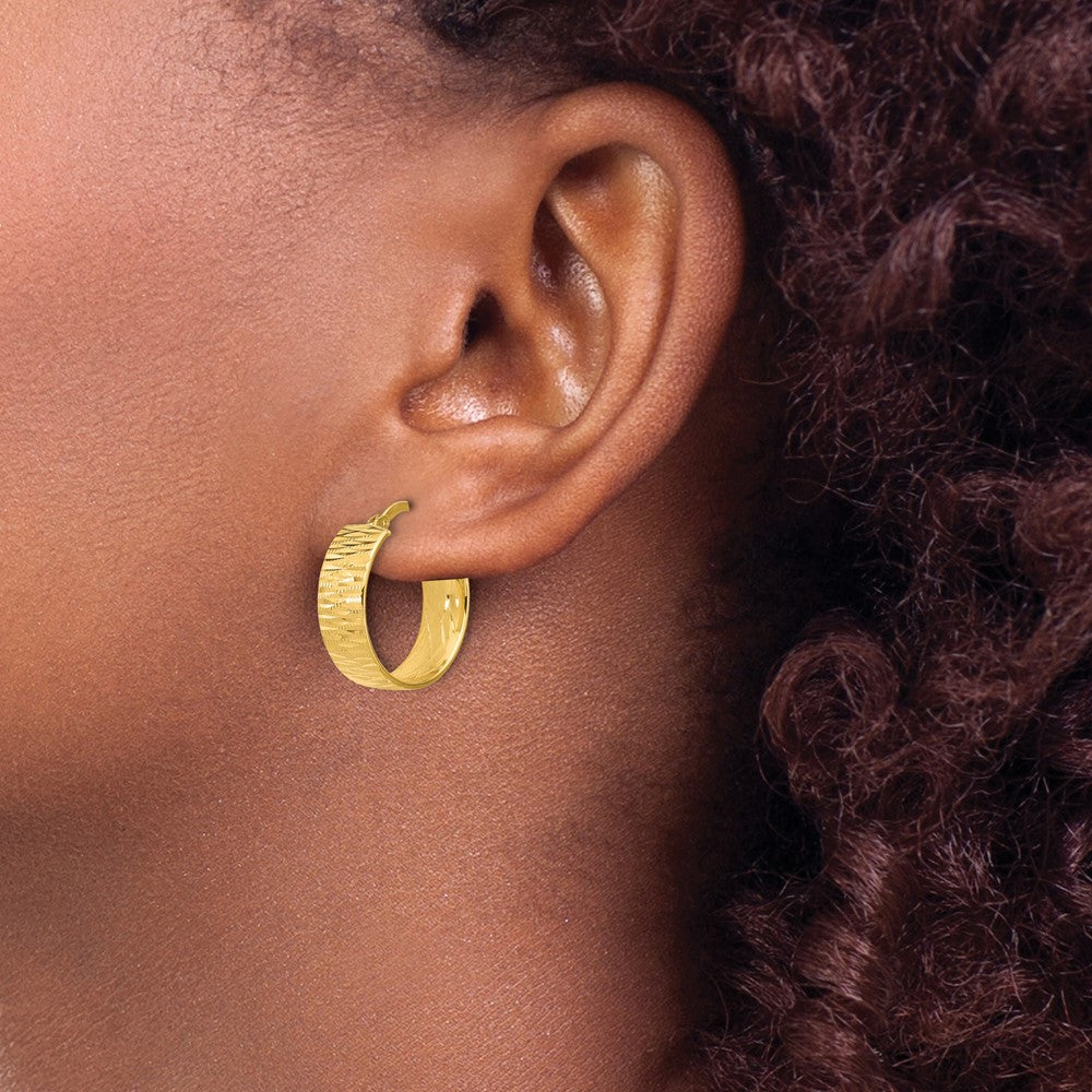 Leslie's 14K Polished and Diamond-cut Round Hoop Earrings - Product Photo