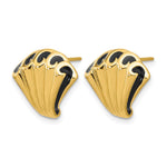 Leslie's 14K w/Black Enamel Polished Fancy Post Earrings - Product Photo