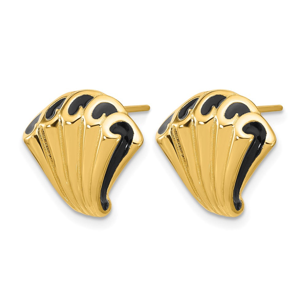 Leslie's 14K w/Black Enamel Polished Fancy Post Earrings - Product Photo