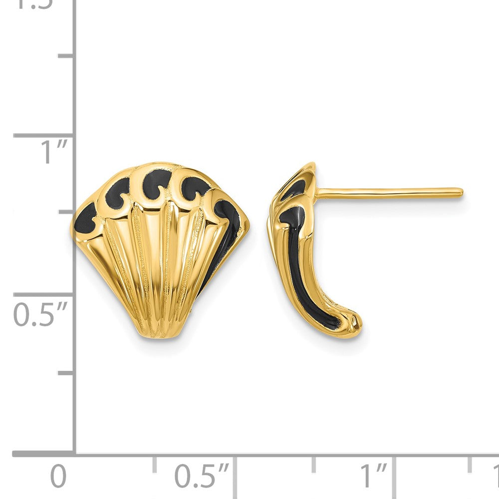 Leslie's 14K w/Black Enamel Polished Fancy Post Earrings - Product Photo