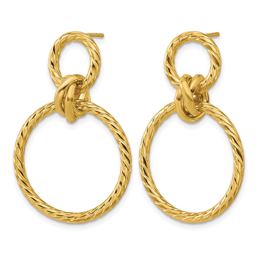 Leslie's 14K Polished and Twisted Circles Dangle Post Earrings - Product Photo