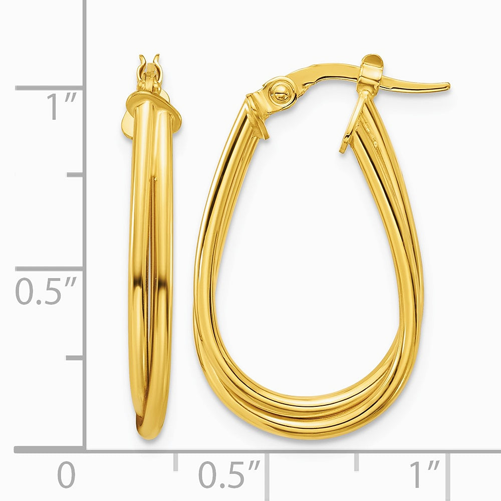 14K Yellow Gold Polished Twisted Hoop Earrings - Product Photo