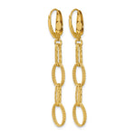 Leslie's 14K Polish/Texture/Dia-cut Fancy Oval Link Dangle Earrings - Product Photo