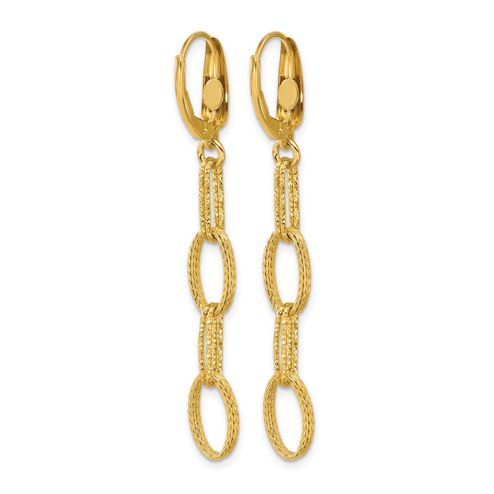 Leslie's 14K Polish/Texture/Dia-cut Fancy Oval Link Dangle Earrings - Product Photo
