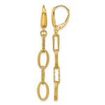 Leslie's 14K Polish/Texture/Dia-cut Fancy Oval Link Dangle Earrings - Product Photo