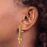 Leslie's 14K Polish/Texture/Dia-cut Fancy Dangle Omega Earrings - Product Photo