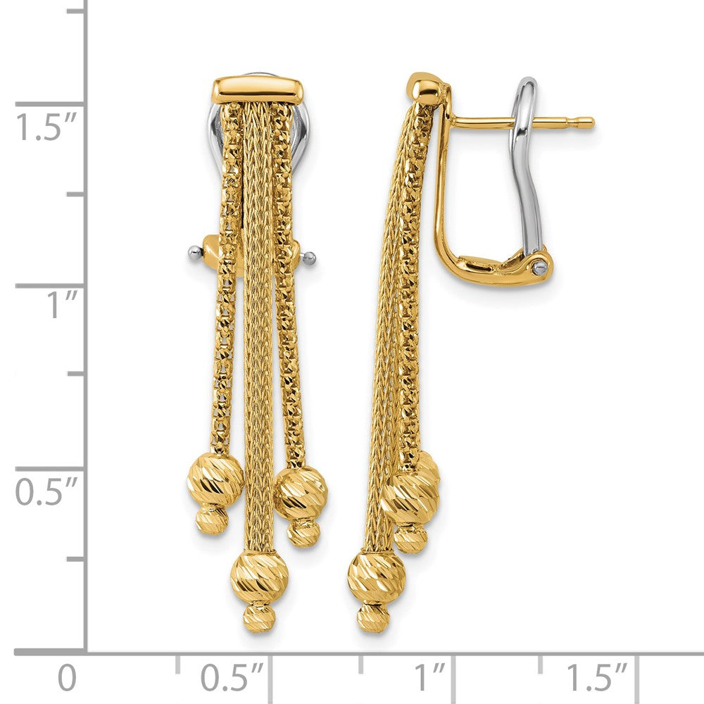 Leslie's 14K Polish/Texture/Dia-cut Fancy Dangle Omega Earrings - Product Photo