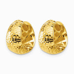 14K Yellow Gold Polished and Diamond-cut Huggie Hoop Earrings - Product Photo
