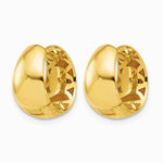14K Yellow Gold Polished and Diamond-cut Huggie Hoop Earrings - Product Photo