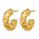 Leslie's 14K Polished and Hammered J-Hoop Post Earrings - Product Photo